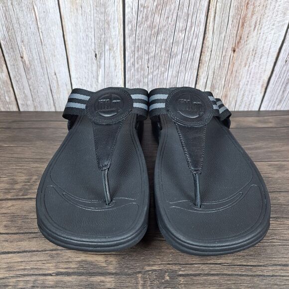 FitFlop Walkstar Toe Post Sandals Black Women's Sz 11 (Worn Once) - Picture 2 of 8